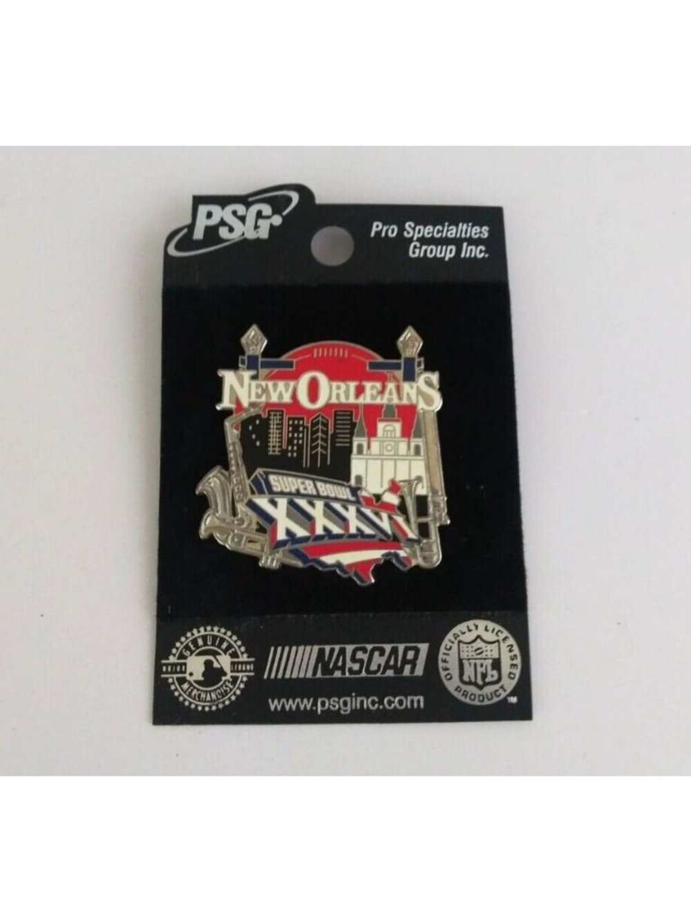 New PSG NFL Super Bowl 2001 New England Patriots Rams Pin XXXVI 36 New Orleans